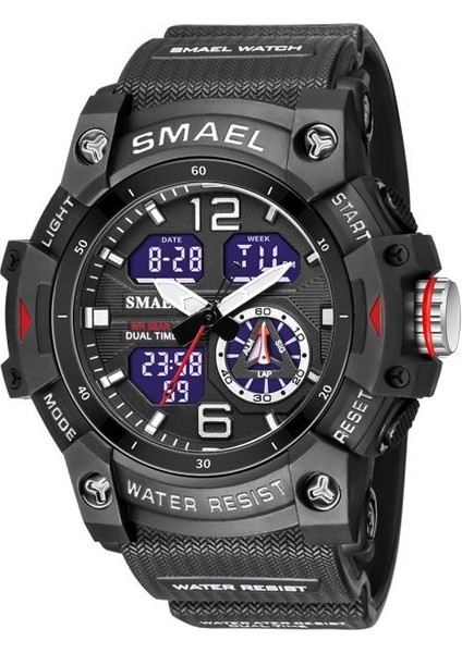 Sıyah Smael Sportif Izle Erkekler Için Su Geçirmez Kronograf Alarm Hesap Makinesi Saat Rahat Hediyeler Fikirleri Erkek Reloj Hombre 8007 (Yurt Dışından)