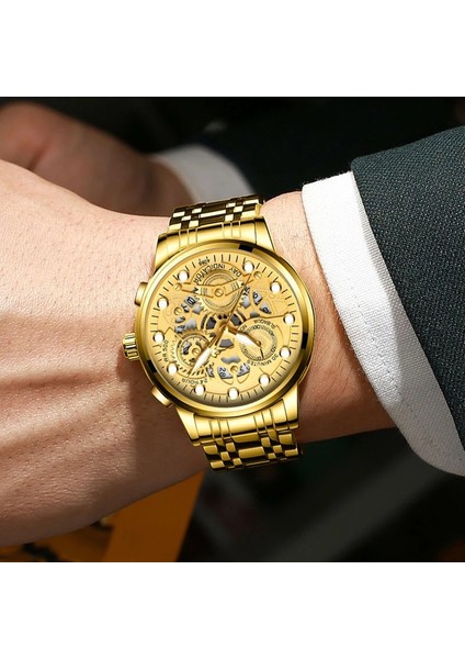 4088-3 Izle Erkekler Otomatik Kuvars Saat Altın Vintage Adam Saat Bileği Erkekler Için Saatler (Yurt Dışından) modelleri
