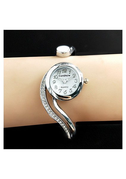 Yuvarlak Gümüş Relogio Feminino Moda Gül Altın Kadın Bileklik Bileklik Saatler Lüks Paslanmaz Çelik Taklidi Bayanlar Takı Saat Saat (Yurt Dışından)