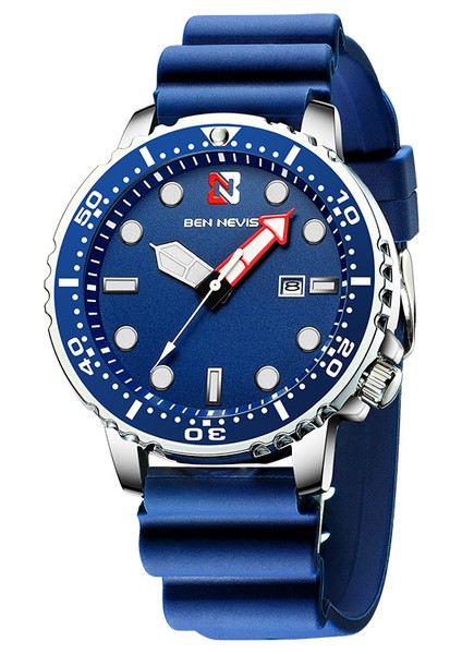 Mavi Ben Nevis Erkek Saatler Lüks Analog Quartz Saat Tarih ile Askeri Saat Su Geçirmez Silikon Kauçuk Kayış Relogio Masculino (Yurt Dışından)