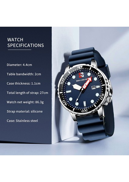 Mavi Ben Nevis Erkek Saatler Lüks Analog Quartz Saat Tarih ile Askeri Saat Su Geçirmez Silikon Kauçuk Kayış Relogio Masculino (Yurt Dışından)