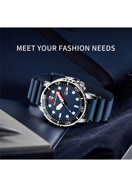 Mavi Ben Nevis Erkek Saatler Lüks Analog Quartz Saat Tarih ile Askeri Saat Su Geçirmez Silikon Kauçuk Kayış Relogio Masculino (Yurt Dışından)