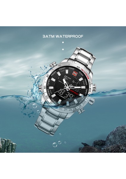 Bbw-Box Erkek Saatler Lüks Moda Spor Izle Navıforce Marka Erkekler Kuvars Analog Dijital Saat Erkek Su Geçirmez Paslanmaz Çelik Saatler (Yurt Dışından)