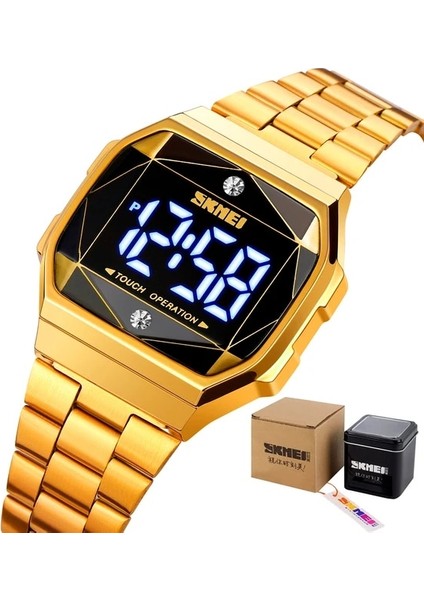 Altın Kutu Skmeı Küçük Ince Dokunmatik Ekran Kare Dijital Saat Kadınlar Yüksek Kalite Lüks Bilezik Izle Su Geçirmez Bayanlar Kol Saati (Yurt Dışından)