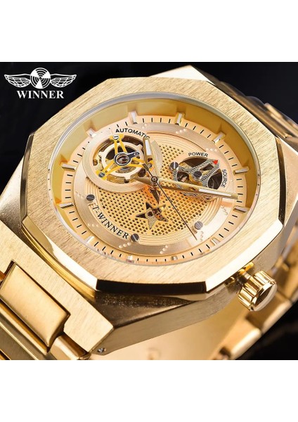 GMT1189-4 Kazanan Altın Spor Çerçeve Tasarımı Şeffaf Çelik Erkekler Otomatik Mekanik Kol Saati Üst Marka Lüks Su Geçirmez Saat (Yurt Dışından) fiyatları