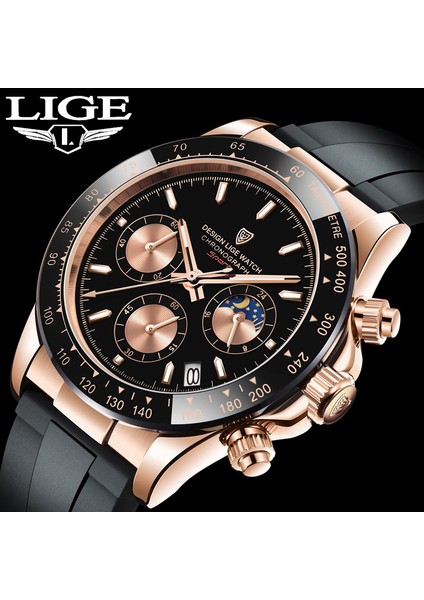 Rose 2022 En Iyi Lıge Marka Lüks Erkek Saatler Moda Iş Su Geçirmez Kuvars Izle Erkekler Için Günlük Spor Chronograph Montre Homme (Yurt Dışından)