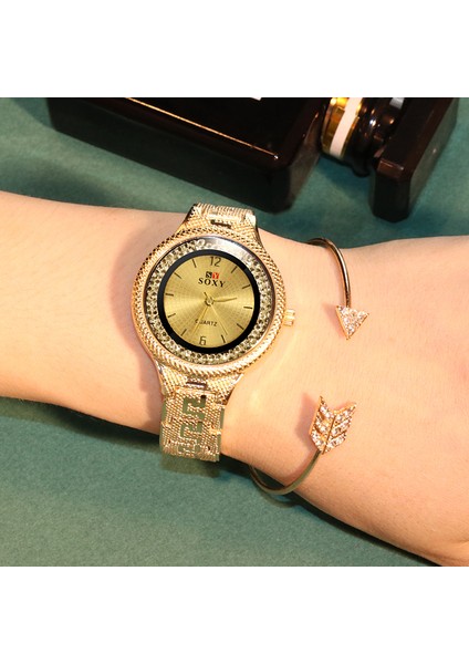 Gümüş Soxy Lüks Izle Kadınlar Taklidi Saatler Moda Altın Bilezik Saatler Bayanlar Izle Saat Reloj Mujer Relogio Feminino (Yurt Dışından) fırsatları
