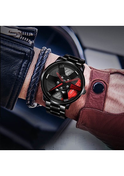 Sarı Üst Izle Marka Araba Saatleri Erkekler Spor Kuvars Bilek Saatleri 3D Spor Jant Tekerlek Göbeği Kol Saati Araba Kuvars Erkek Saatler (Yurt Dışından) modelleri