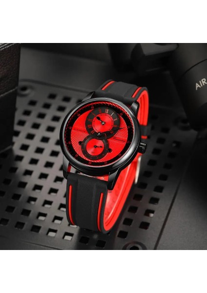 Siyah Beyaz Forsining Klasik Kırmızı Siyah Erkek Otomatik Mekanik Saat Içi Boş Su Geçirmez Silikon Kayış Gündelik Spor Saat Reloj Hombre (Yurt Dışından) modelleri