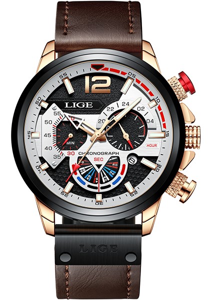 Gül Altın Beyaz L Lıge Gündelik Iş Kronograf Su Geçirmez Paslanmaz Çelik Izle Erkekler Yeni Lüks Moda Erkekler Kuvars Saatler Horloges Mannen + Kutu (Yurt Dışından)