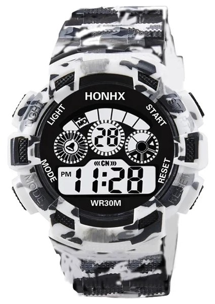 Gri Erkek Askeri Ordu Saati Spor LED Elektronik Saat Erkekler Için Spor Çalar Saat Çok Fonksiyonlu Kol Saati Saat Montre Homme (Yurt Dışından)