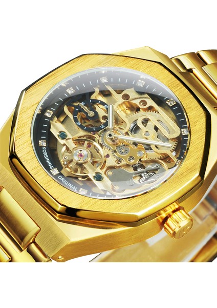 Altın-Sıyah Saatler Erkek 2021 Otomatik Erkek Saatler Top Marka Lüks Mekanik Tourbillon Izle Erkekler Lacivert Часы Мужские Reloj (Yurt Dışından)