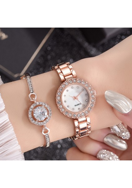 D Lüks Bilezik Saatler Kadınlar Için Set Moda Geometrik Bileklik Kuvars Saat Bayanlar Kol Saati Taklidi Gül Altın Reloj Muje (Yurt Dışından) modelleri