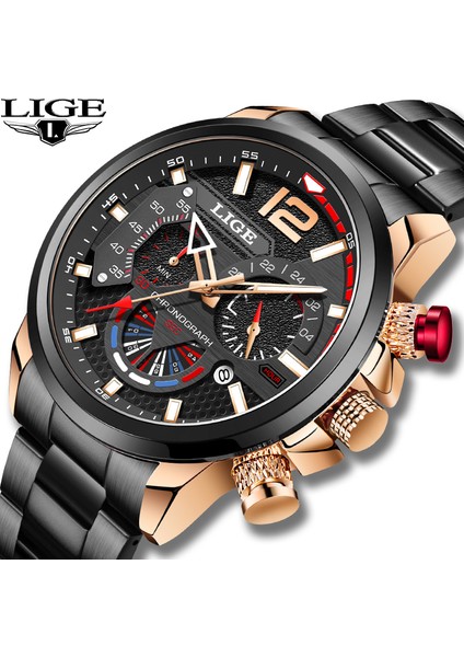 Gül Altın Beyaz L Lıge Gündelik Iş Kronograf Su Geçirmez Paslanmaz Çelik Izle Erkekler Yeni Lüks Moda Erkekler Kuvars Saatler Horloges Mannen + Kutu (Yurt Dışından) fiyatları