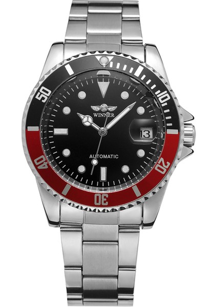 Siyah Kırmızı Siyah T-Kazanan Dairesel Dişli Mekanik Saat Takvimi Çelik Kayış Mekanik Saati Çok Renkli Erkek Saatini Gösterir (Yurt Dışından)