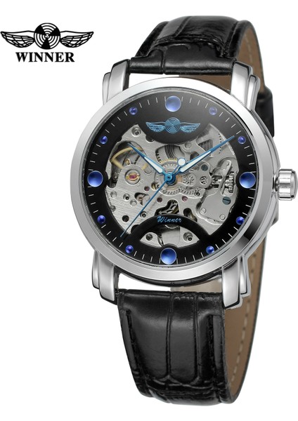 Beyaz 01 T-Kazanan Basit Gündelik Delikli Mavi Kristal Desen Mekanik Hareket Otomatik Mekanik Saat Siyah Dairesel Erkek Wri (Yurt Dışından) fiyatları