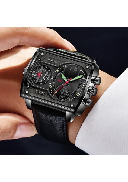 Gümüş Beyaz L Relogio Masculino Lüks Saatler Erkekler Kare Dijital Spor Yaratıcı Saat Adam Izle Su Geçirmez Kuvars Kol Saati Erkekler Montre Homme (Yurt Dışından)