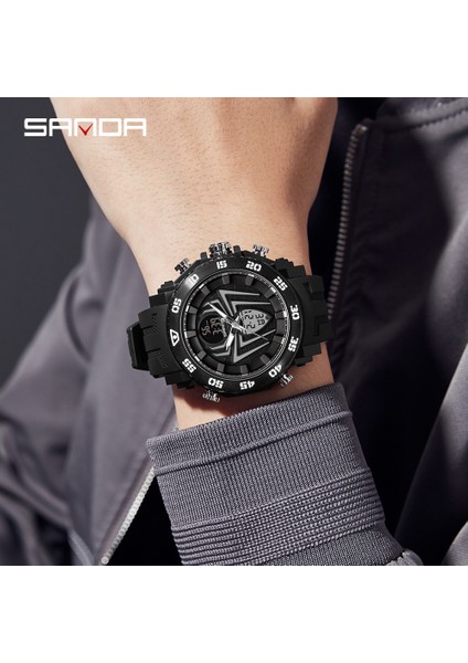Siyah Mavi Sanda Erkek Saatler Spor Askeri Kuvars Izle 50 M Su Geçirmez Kol Saati Erkek Saat Kronometre Relogios Masculino 6111 (Yurt Dışından) fırsatları