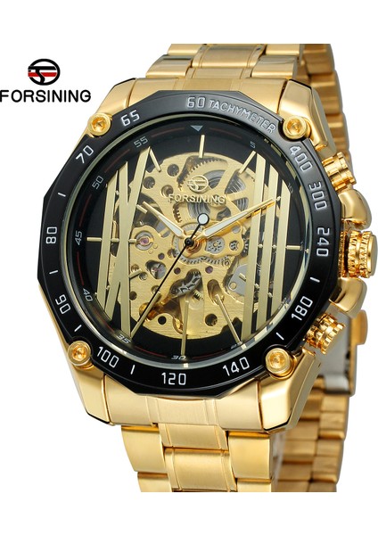Siyah Forsınıng Erkek Mekanik Saat Siyah Delikli Tırnak Pulu Mekanik Hareket Saati Altın Kayış Kol Saati (Yurt Dışından) fiyatları