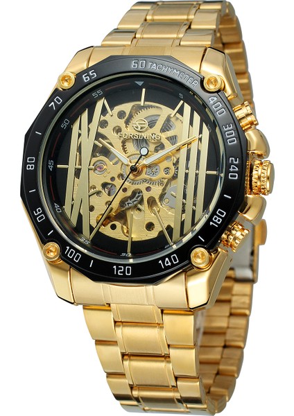 Siyah Forsınıng Erkek Mekanik Saat Siyah Delikli Tırnak Pulu Mekanik Hareket Saati Altın Kayış Kol Saati (Yurt Dışından) modelleri