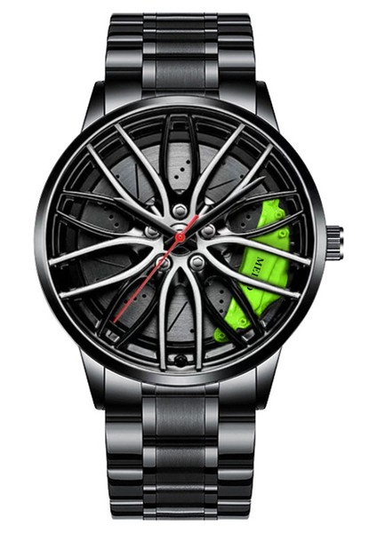 Yeşil Erkek Lüks Saatler Spor Araba Saatler 3D Spor Jant Tekerlek Göbeği Kol Saati Araba Kuvars Erkek Saatler Yaratıcı Relogio Masculino (Yurt Dışından)