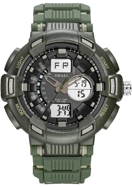 1366 Yeşil Spor Saatler Erkekler Askeri Saat 50 M Su Geçirmez Kronometre Çalar Saat LED Dijital 1366B Erkek Spor Saat Kuvars Reloj Hombre (Yurt Dışından)