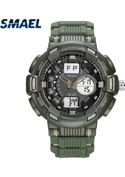 1366 Yeşil Spor Saatler Erkekler Askeri Saat 50 M Su Geçirmez Kronometre Çalar Saat LED Dijital 1366B Erkek Spor Saat Kuvars Reloj Hombre (Yurt Dışından)