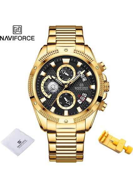 GB Navıforce 2022 Yeni Erkekler Için Izle Lüks Altın Moda Kuvars Saat Analog Kronograf Spor Su Geçirmez Paslanmaz Çelik Kol Saati (Yurt Dışından)
