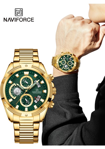 GB Navıforce 2022 Yeni Erkekler Için Izle Lüks Altın Moda Kuvars Saat Analog Kronograf Spor Su Geçirmez Paslanmaz Çelik Kol Saati (Yurt Dışından) fiyatları