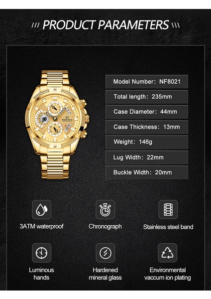 GB Navıforce 2022 Yeni Erkekler Için Izle Lüks Altın Moda Kuvars Saat Analog Kronograf Spor Su Geçirmez Paslanmaz Çelik Kol Saati (Yurt Dışından) fırsatları
