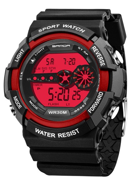Siyah Kırmızı Sanda Dijital Elektronik Erkek Saati Askeri Spor Spor Kol Saatleri Açık Su Geçirmez Darbeye Dayanıklı Saat Relogio Masculino (Yurt Dışından)