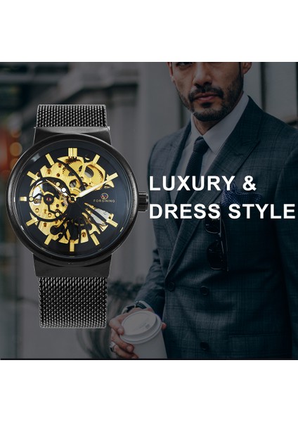 Gümüş Mavı 2021 Benzersiz Erkekler Ultra Ince Mekanik Izle Geyik Tasarım Örgü Kayış Erkek Saatler Üst Marka Lüks Moda Kol Saati (Yurt Dışından) modelleri