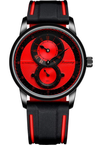 Kırmızı 2021 Yeni Forsınıng Erkekler Mekanik Spor Saat Kauçuk Kayış Kendinden Sarmalı Saat FSG8203 (Yurt Dışından)