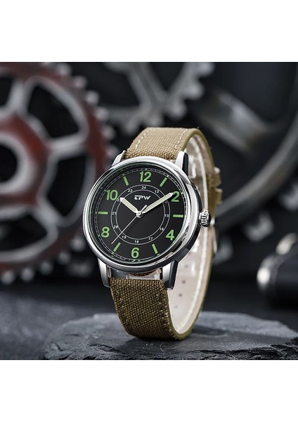 Beyaz Aviator Quartz Saat Frabik Naylon Kayış Japonya Hareketi Aydınlık Ibreler (Yurt Dışından) fırsatları