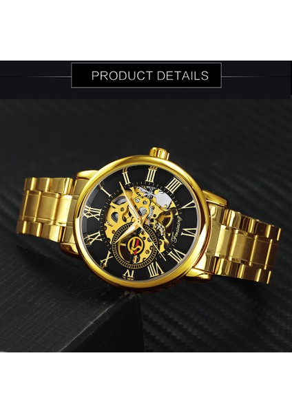 Gümüş Sıyah Forsınıng Altın Mekanik Erkek Saatleri Üst Marka Lüks Erkek Izle Paslanmaz Çelik Kayış Moda Iş Часы Мужские (Yurt Dışından) modelleri