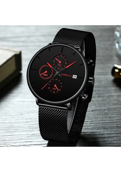 2268-YLLOW Kutu Crrju Erkek Saatler Lüks Spor Bilek Izle Benzersiz Tasarım Paslanmaz Çelik Otomatik Tarih Örgü Kayış Erkekler Moda Rahat Kuvars Saatler (Yurt Dışından) indirimleri