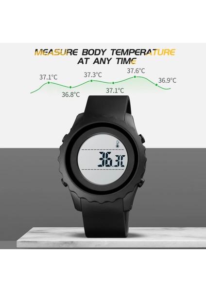 Yeşil Beyaz Üst Erkekler Izle Vücut Sıcaklığı Elektronik Saatler Moda Dijital Spor Kol Saati Adam Orijinal Askeri Skmeı Saat Saat (Yurt Dışından)