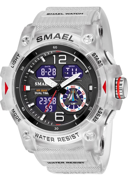 Beyaz Askeri Izle Kuvars Saatı Spor 50 M Su Geçirmez Çalar Saat Işık Analog Dijital Erkek Saatler 8007 Erkek Saatler Dijital (Yurt Dışından)