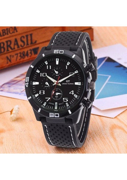 Beyaz Silikon Spor Araba Izle Moda Askeri Su Geçirmez Saatler Spor Analog Erkek Kuvars Izle Saat Saat Relogio Masculino (Yurt Dışından)