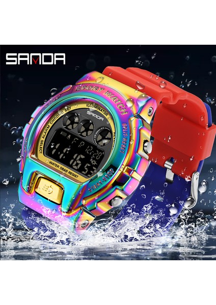 Gümüş Yeşil Sanda Marka Su Geçirmez Spor Izle Adam Için Lüks Aydınlık Chrono Kronometre Saat Uyku Modu Elektronik Hareketi Bilek Saatleri (Yurt Dışından) fiyatları