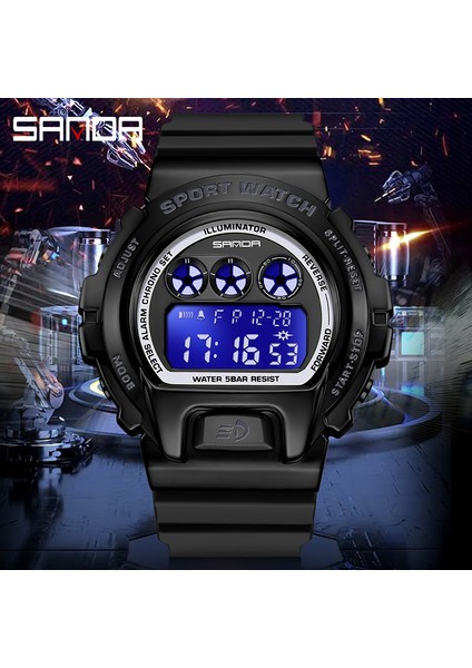 Gümüş Yeşil Sanda Marka Su Geçirmez Spor Izle Adam Için Lüks Aydınlık Chrono Kronometre Saat Uyku Modu Elektronik Hareketi Bilek Saatleri (Yurt Dışından) fırsatları