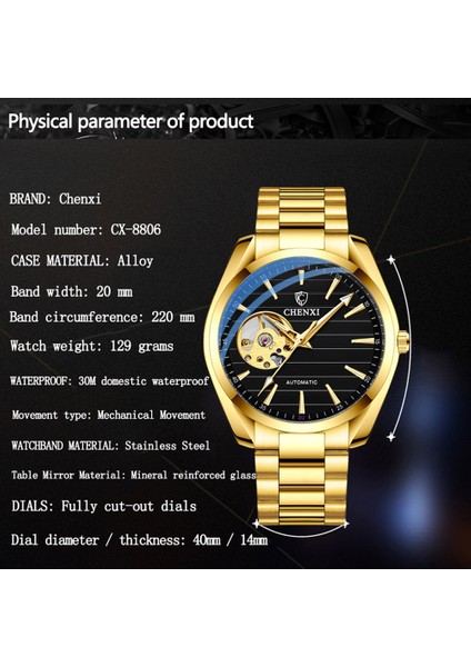 Gümüş Siyah Moda Chenxi 2022 Yeni Erkek Mekanik Saat Otomatik Su Geçirmez Tourbillon Aydınlık Iş Kol Saati Relogio Masculino (Yurt Dışından) indirimleri