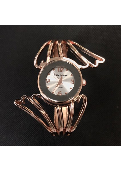 Gül Beyaz 2020 Moda Kanatları Tasarım Bilezik Izle Tam Çelik Quartz Saat Kadın Manşet Bileklik Saatler Femme Relojes Mujer Relogio Feminino (Yurt Dışından)