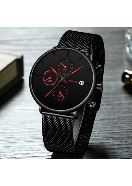 2268--B Mavi Crrju Erkek Saatler Lüks Spor Bilek Izle Benzersiz Tasarım Paslanmaz Çelik Otomatik Tarih Örgü Kayış Erkekler Moda Rahat Kuvars Saatler (Yurt Dışından) indirimleri