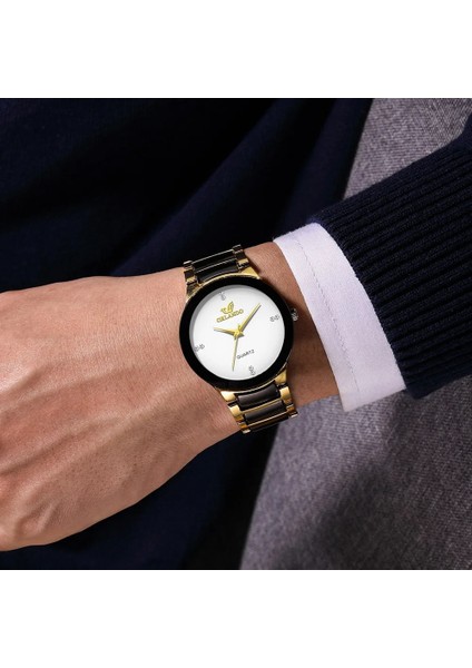 Beyaz 2021 Yüksek Kaliteli Erkekler Paslanmaz Çelik Quartz Saat Relogio Masculino Erkek Moda Rahat Iş Kol Saati Saat Sıcak Yeni (Yurt Dışından)