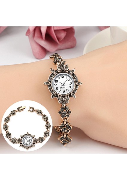 Gümüş Vintage Kadınlar Rhinestone Çiçek Charm Yuvarlak Arama Analog Kuvars Bilezik Izle Bayanlar Bilezik Lüks Izle Kız Arkadaşı Için Hediye (Yurt Dışından) fiyatları