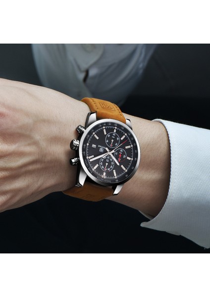 Çelik Siyah Benyar Moda Chronograph Spor Erkek Saatler Üst Marka Lüks Kuvars Izle Reloj Hombre Saat Saat Erkek Saat Relogio Masculino (Yurt Dışından)