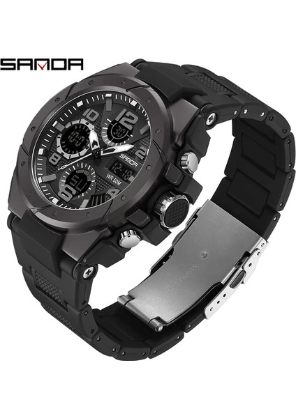 Altın Sanda Spor Elektronik Saat Lüks Ikili Zaman Aydınlık Kronograf Kuvars Hareketi Bilek Saatler Adam Için Su Geçirmez Darbeye Dayanıklı (Yurt Dışından) fiyatları