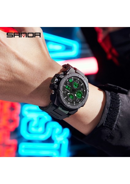 Altın Sanda Spor Elektronik Saat Lüks Ikili Zaman Aydınlık Kronograf Kuvars Hareketi Bilek Saatler Adam Için Su Geçirmez Darbeye Dayanıklı (Yurt Dışından) fırsatları