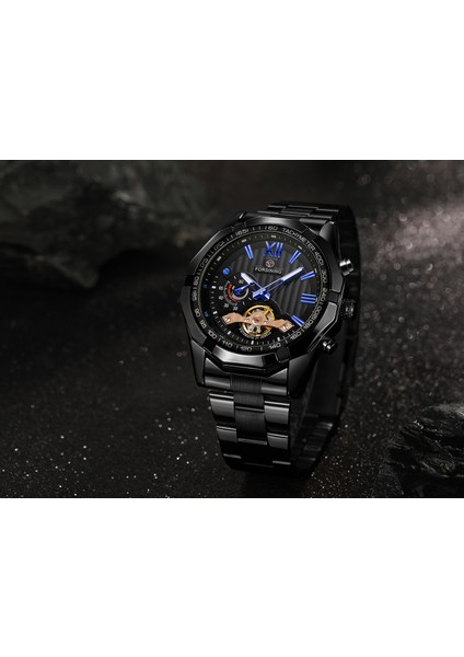 Gümüş Siyah 2022 Forsining Siyah Mekanik Otomatik Saatler Erkekler Için Su Geçirmez Saat Üst Marka Lüks Aydınlık Eller Kol Saatleri (Yurt Dışından) indirimleri